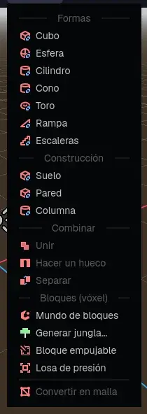 Formas: ahora también mundos de bloques, un bloque para empujar y una losa de presión.