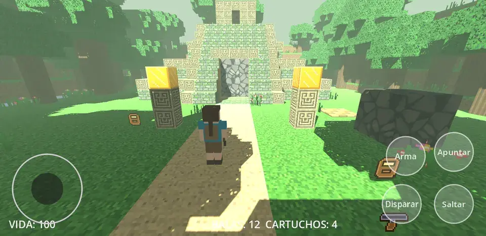 Los controles táctiles: el joystick a la izquierda y un botón para cada acción.